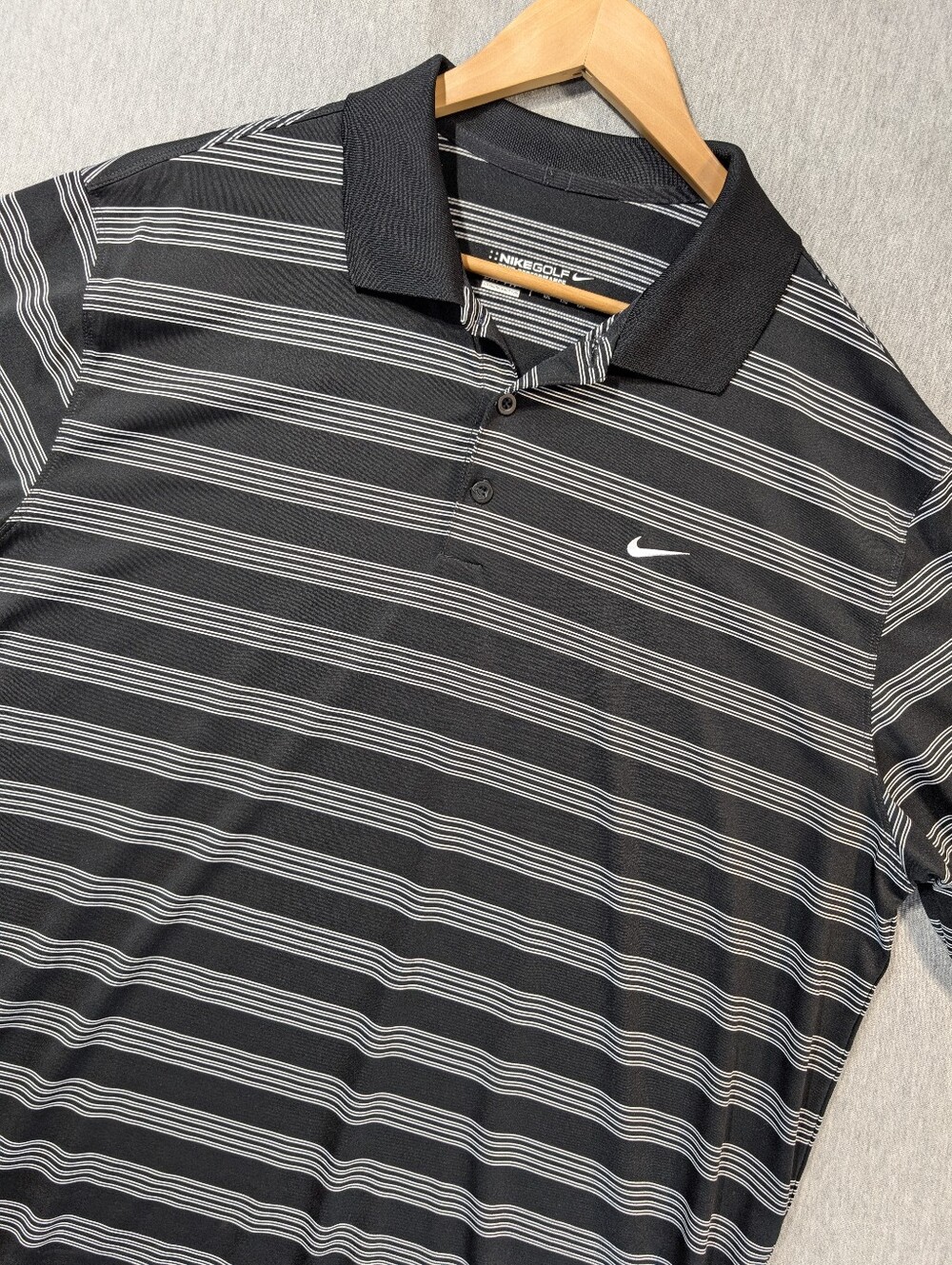 Nike Golf Tour Performance Polo Shirt Men's XXL Black White Striped